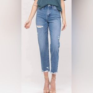 Vervet Denim distressed Emma straight leg jeans